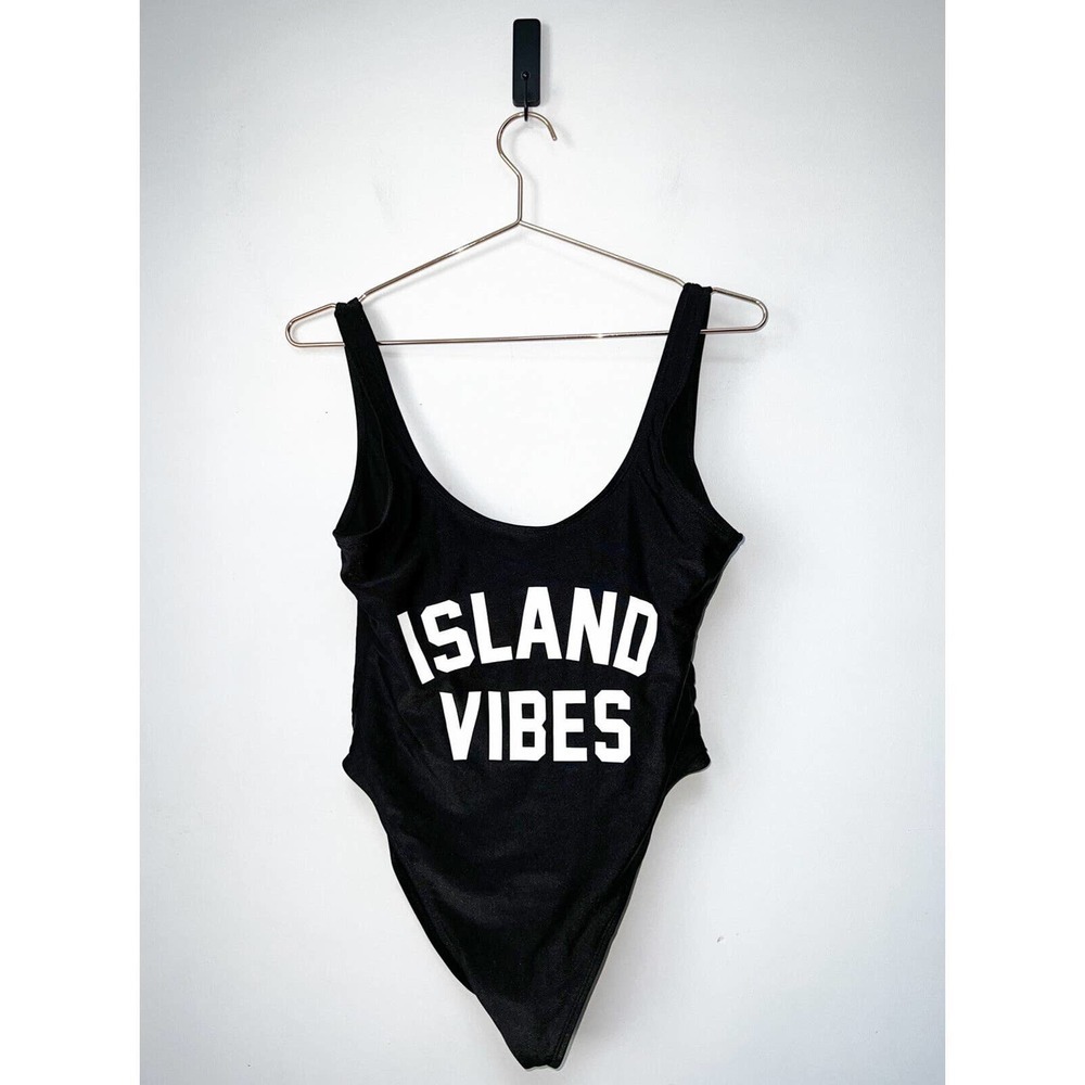 Dixperfect Black And white “island Vibes” One Piece Bathing Suit Women Size M